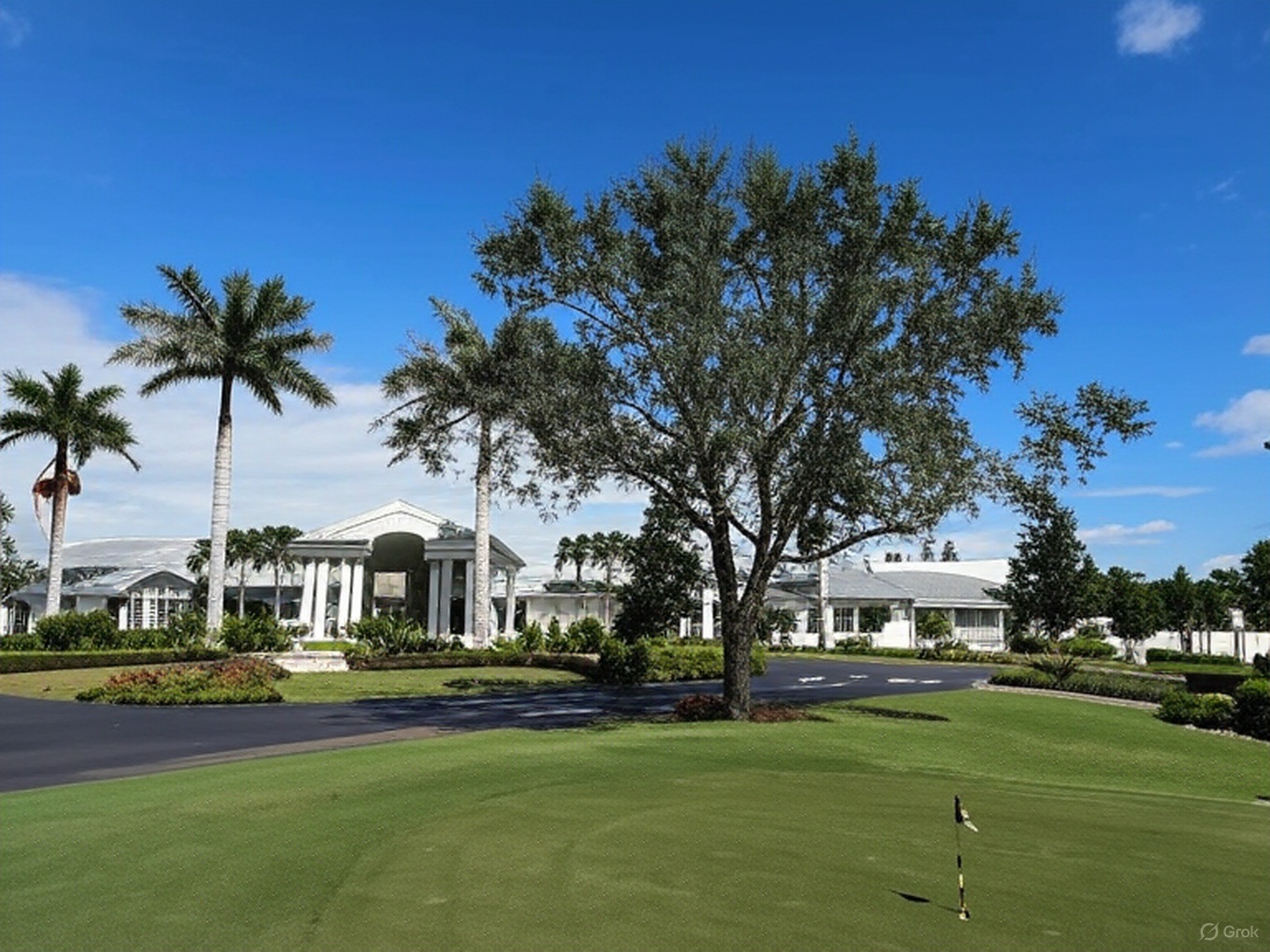 Glen Eagle Golf and Country Club in Naples Florida clubhouse and green view via Grok