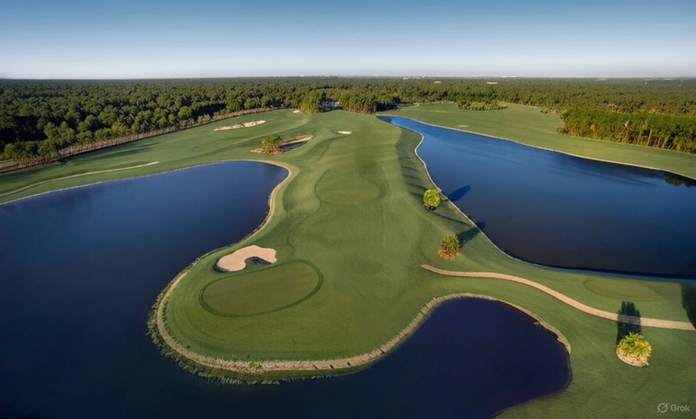 Golf Club of the Everglades in Naples Florida fairways, greens and water views via Grok