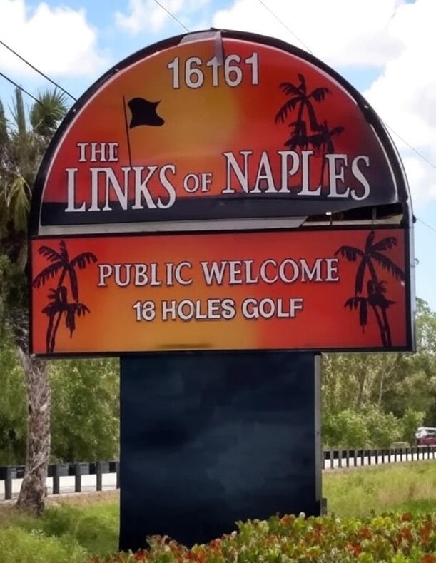 The Links of Naples in Florida entrance sign via Grok