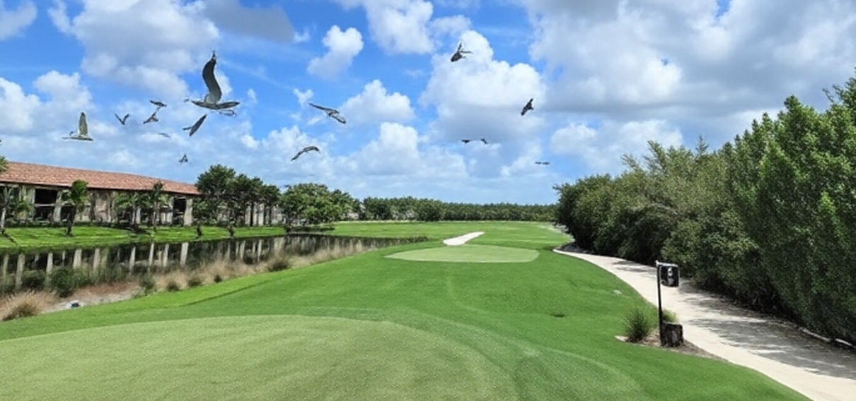 Bonita National Golf & Country Club in Bonita Springs Florida fairway view via Grok