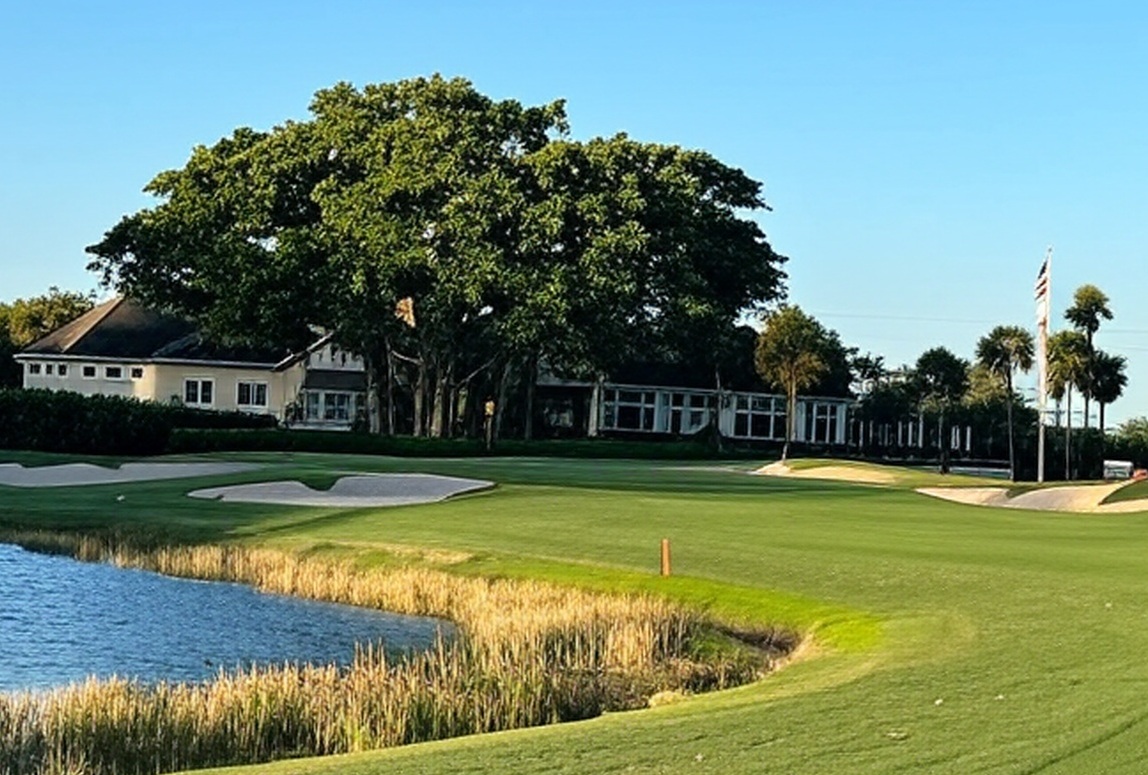 Hole-in-the-Wall Golf Club in Naples FL clubhouse view via Grok