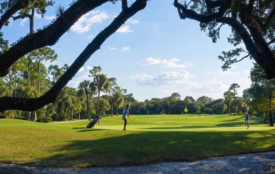 Stonebridge Country Club in Naples Florida view of putting green with golfers via Grok