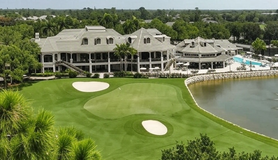 Stonebridge Country Club in Naples FL view of clubhouse via Grok