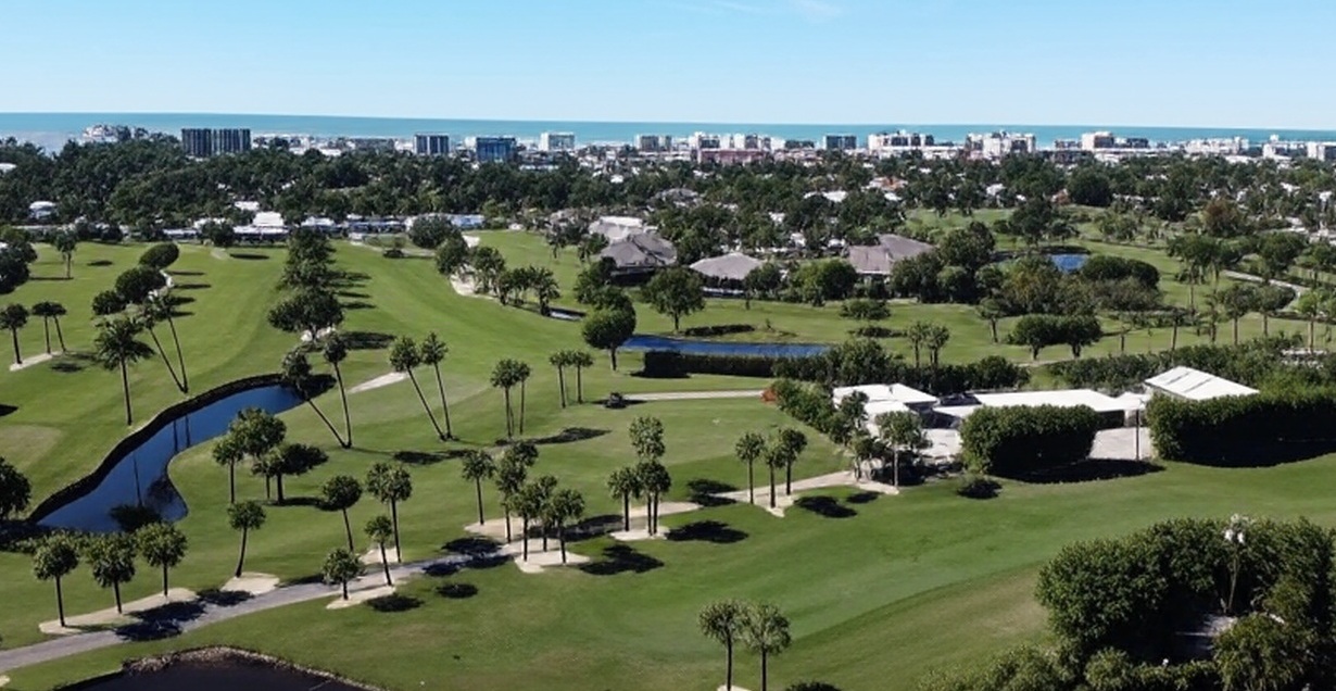 The Moorings Golf & Country Club in Naples Florida arial view of golf course via Grok