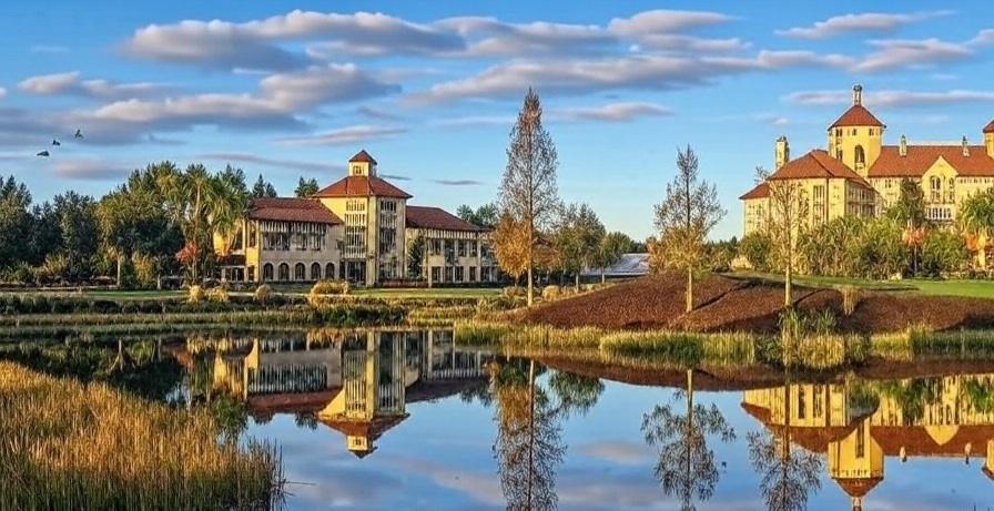 Tiburón Golf Club in Naples FL clubhouse view via Grok