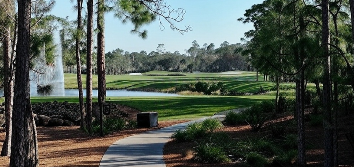 Vanderbilt Country Club<br />
in Naples Florida fairway view with water and trees via Grok