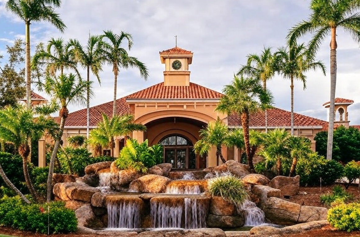 Vasari Country Club in Bonita Springs Florida view of club house via Grok