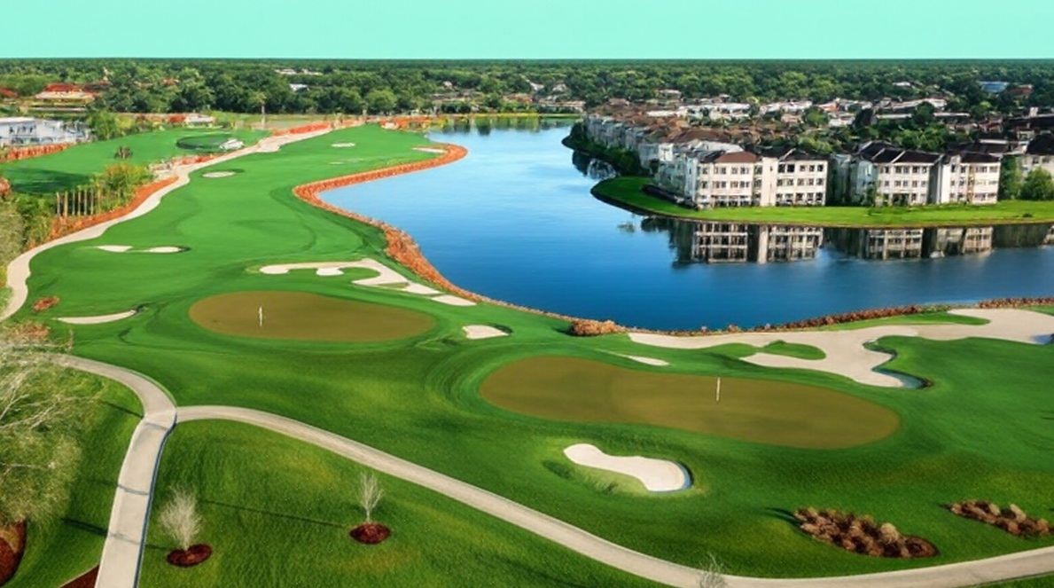 Vineyards Country Club in Naples Florida arial view of golf course via Grok