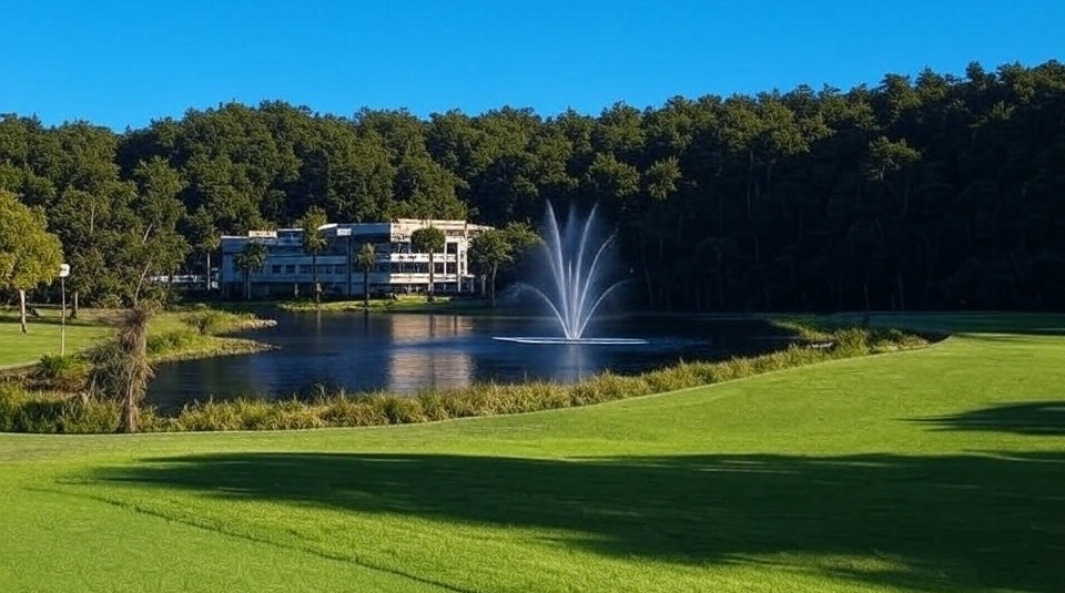 Wilderness Country Club
in Naples Florida view of fairway with fountain via Grok