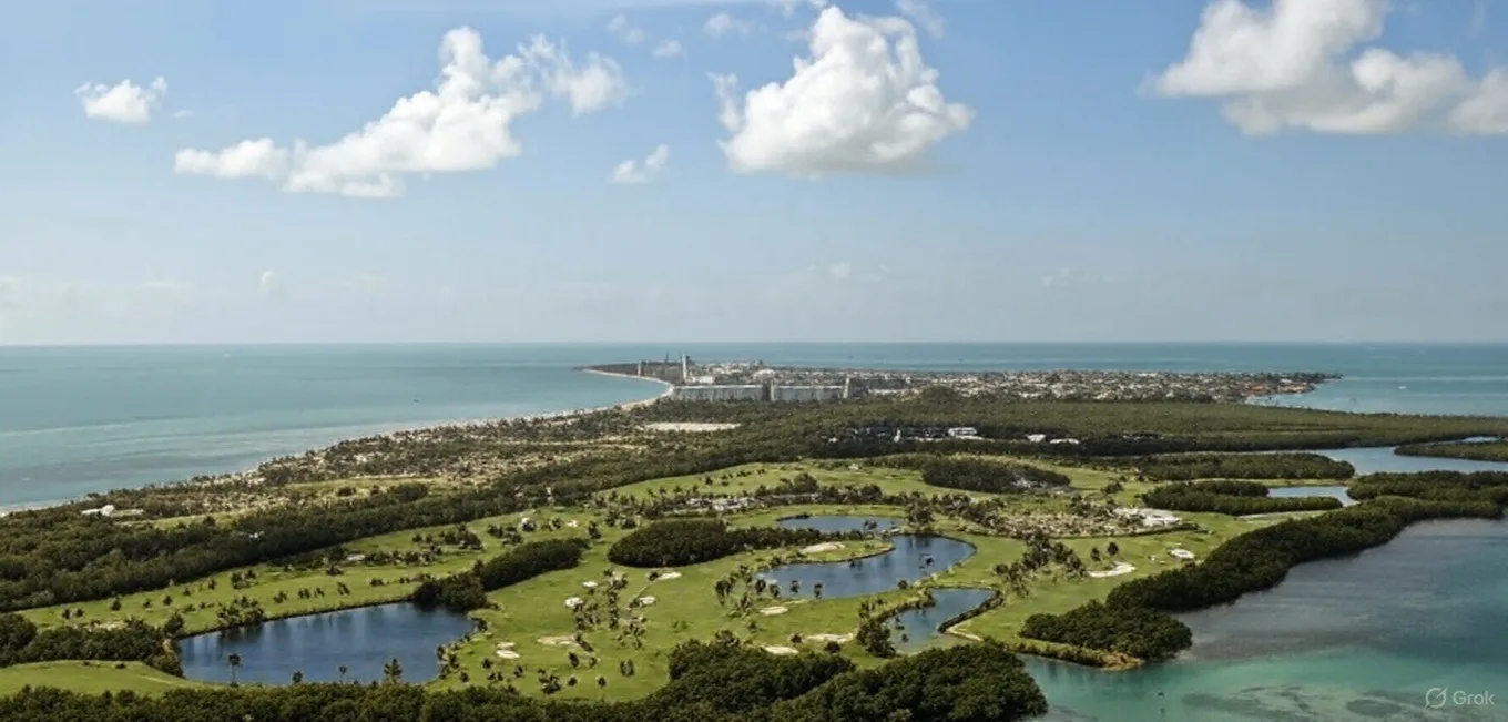 Crandon Golf at Key Biscayne arial view of golf course via Grok