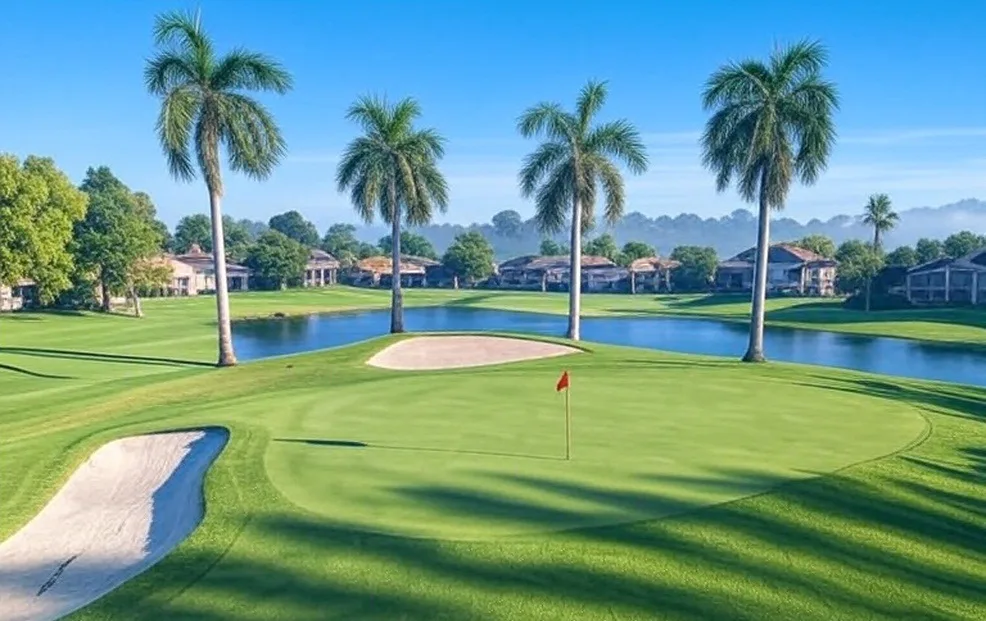 Boca Delray Golf & Country Club in Delray Beach Florida view of green with housing behind via Grok
