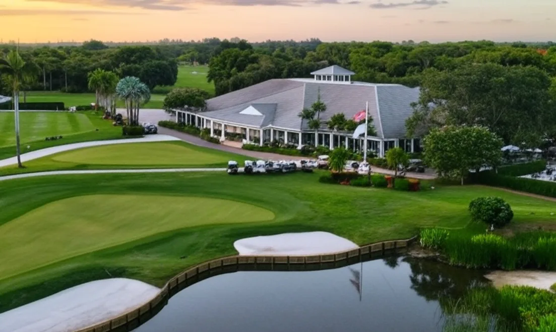 Delray Dunes Golf & Country Club in Delray Beach Florida view of clubhouse via Grok