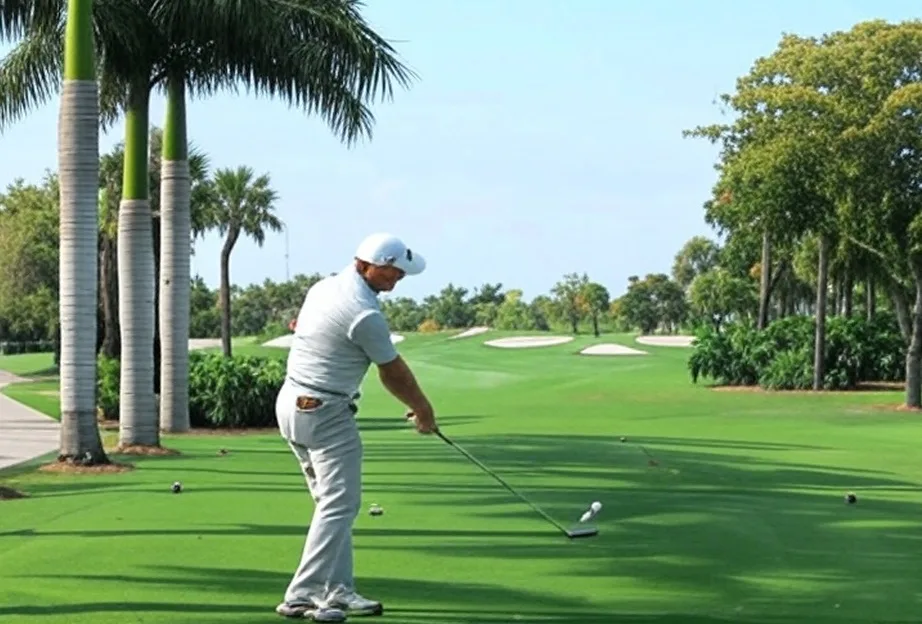 Gleneagles Country Club in Delray Beach Florida view of fairway with golfer teeing off via Grok