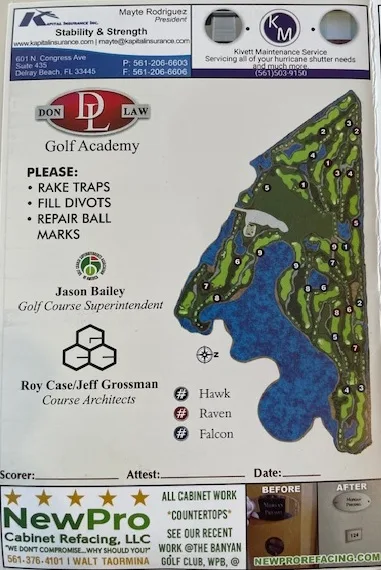 Osprey Point golf courses map that includes Hawk, Raven and Falcon via SoFloGolf