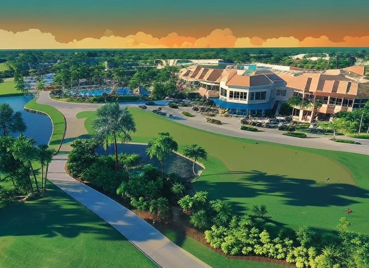 The Polo Club of Boca Raton Florida view of clubhouse via Grok
