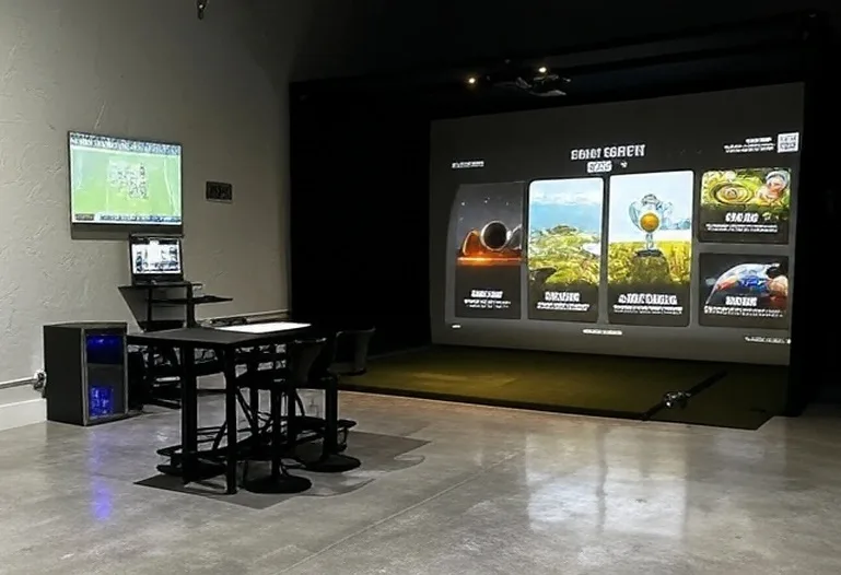 Urban Golf Suites in Boca Raton Florida view of golf simulator via Grok