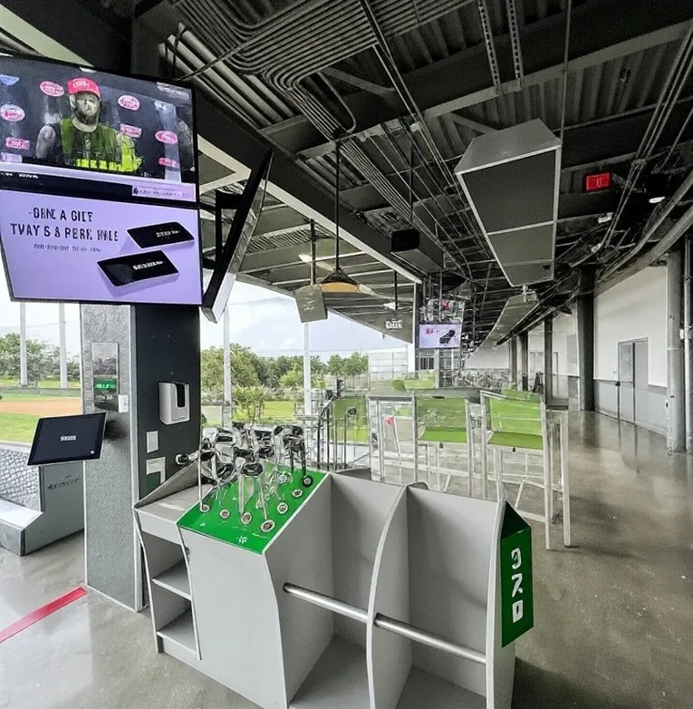 Drive Shack in West Palm Beach Florida view of golf bays