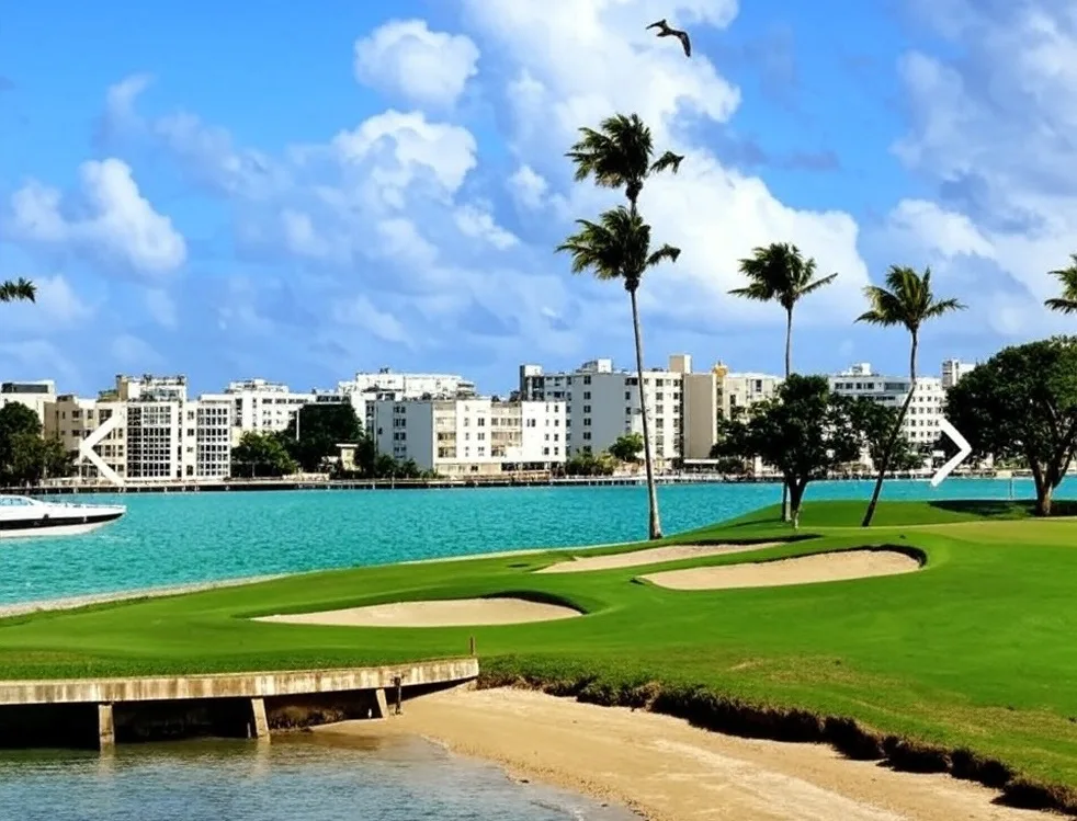 Indian Creek Country Club near Miami Florida view of green via Grok
