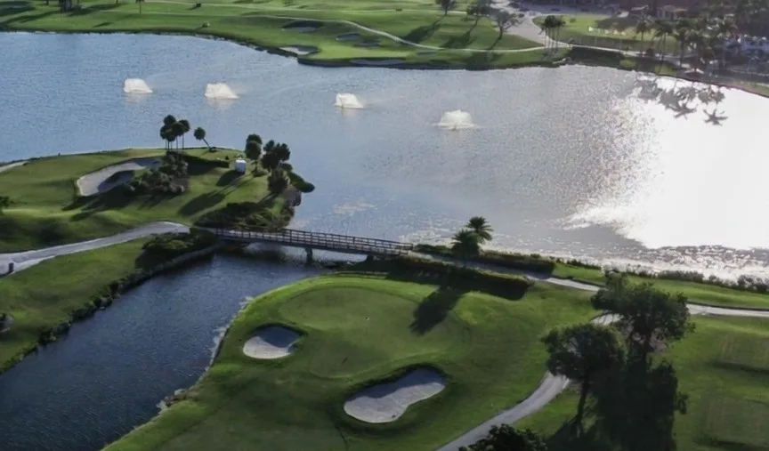 PGA National Members Club in Palm Beach Gardens Florida arial view of golf course via Grok