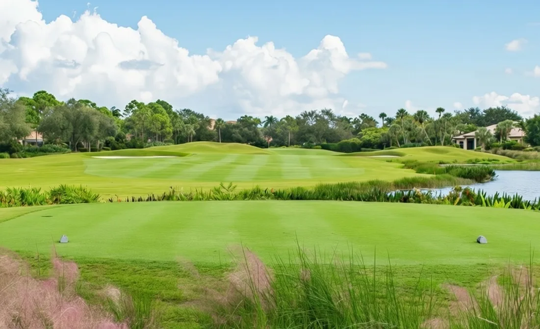 The Country Club at Mirasol in Palm Beach Gardens Florida view of tee box via Grok
