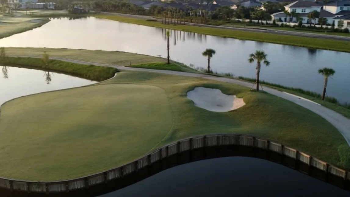 The Nest Par 3 Golf Course in Palm Beach Gardens Florida arial view green via Grok